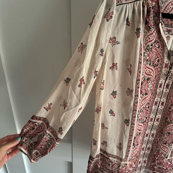 🌺Joie Haya Cream Red Paisley Floral Silk Boho Peasant Blouse Top Size XS🌺 - Picture 3 of 6